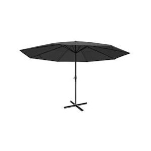 Mendler Parasol Meran Pro, gastronomische marktparasol zonder kap Ø 5m polyester/aluminium 28kg ~ antraciet zonder voet - grijs Metaal 65185