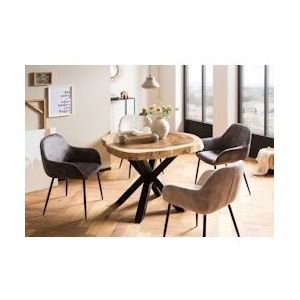 SIT M�öbel SIT Eettafel ovaal 100 cm | Bovenblad naturel | Dikte 80 mm | Onderstel stervormig metaal antiek zwart | B100xD100xH80 cm | 16005-11 | TOPS&TABLES - meerkleurig 16005-11