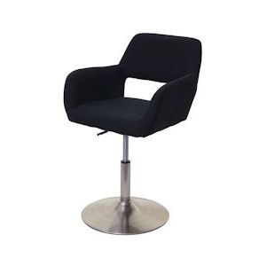 Mendler Eetkamerstoel HWC-A50 III, stoel keukenstoel, retro jaren 50, stof/textiel ~ zwart, geborstelde voet - zwart Textiel 63965