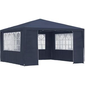 VidaXL Professionele Partytent 4x4 m Blauw - Zijwanden 90 g/m²