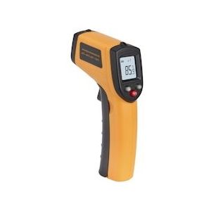 METRO Professional Infraroodthermometer, 39 x 85 x 156 mm, contactloos met laserpointer, temperatuurbereik -30°C tot +400°C, zwart/oranje - meerkleurig Multi-materiaal 4337182189114