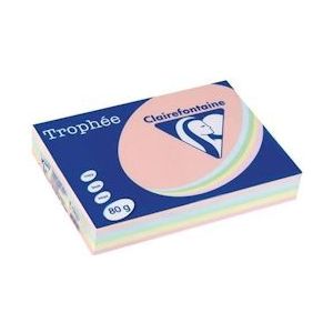 Clairefontaine Trophée gekleurd papier, A4, 80 g, 5 x 100 vel, geassorteerde kleuren - 264355