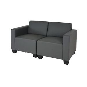 Mendler Modulaire 2-zitsbank Couch Lyon, kunstleer ~ donkergrijs - grijs Synthetisch materiaal 75184+75185