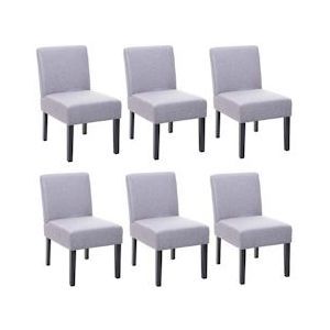 Mendler Set van 6 eetkamerstoel HWC-F61, stoel loungestoel, stof/textiel ~ grijs - grijs Textiel 3x70173