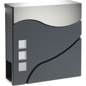 HELLOSHOP26 Design brievenbus met krantenhouder roestvrij staal antraciet 16_0000097 - 3000970699782