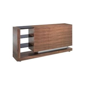 AC ANGEL CERDÁ Angel Cerdá  Dressoir van notenhout en zwart getint glas 3140C - bruin Massief hout 8435631005551