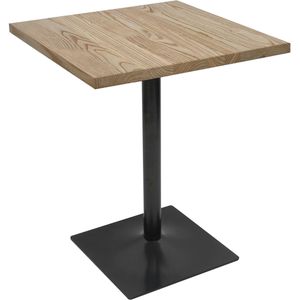 Mendler Bistrotafel HWC-H10, bartafel countertafel, industrieel gastro-metaal iep massief hout MVG-gecertificeerd 70x70cm ~ lichtbruin - bruin Massief hout 103062