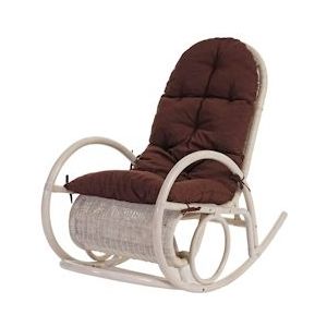 Mendler Schommelstoel Esmeraldas, rotan fauteuil, wit ~ bruin kussen - bruin 48195