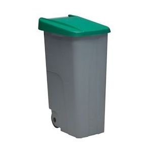 DENOX Afvalcontainer grijs kunststof met klapdeksel groen | 110L | 420x570x880(h)mm - groen Polypropyleen, kunststof 23450553