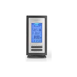 Nedis Weerstation - Binnen  &  Buiten - Inclusief draadloze weersensor - Weersvoorspelling - Tijdweergave - LCD-Scherm - Wekkerfunctie - 5412810305650