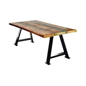 SIT Möbel Eettafel in antiek hout in kleur, frame in antiek zwart|B 220 x D 100 x H 75 cm |15374-11| Serie TABLE & BENCHES - meerkleurig Multi-materiaal 15374-11