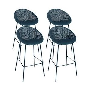 Oviala Business Set van 4 eendenblauwe kunststof terrasstoelen - blauw 111361