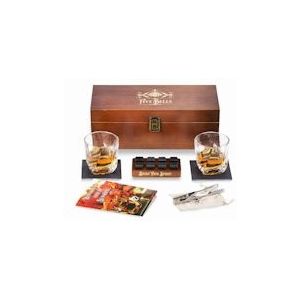 Klassieke whiskey glazen - Met herbruikbare ijsblokjes - Houten geschenkverpakking - 8720874424697