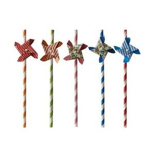 PAPSTAR, Drinkrietjes, papier Ø 6 mm · 20 cm assorti kleuren "Windmill" - Papier 87781