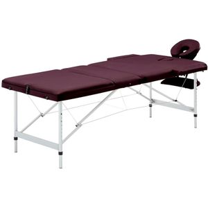 HELLOSHOP26 Opvouwbare massagetafel massagebed bank bank therapie cosmetisch draagbaar professioneel Shiatsu Reiki 3 zones aluminium paars 02_0001829 - 3000089151539