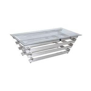 SalesFever salontafel 130x70 cm | 8 mm dik blad van helder glas | onderstel van roestvrij staal zilverkleurig | B 130 x D 70 x H 45 cm | zilverkleurig - zilver 368336