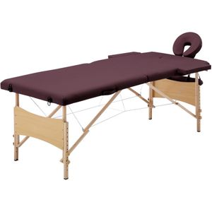 HELLOSHOP26 Opvouwbare massagetafel 2 zones hout paars wijn 02_0001819 - 3000089051532