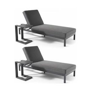 Oviala Business Set van 2 ligstoelen met grijze aluminium planken - grijs Aluminium 107114