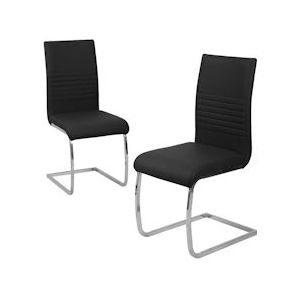 SVITA Set van 2 eetkamerstoelen Gestoffeerde stoel Draaistoel Stoel kunstleer zwart - zwart 90562