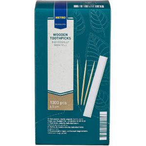METRO PROFESSIONAL Tandenstoker, hout, biologisch afbreekbaar, 6.5 cm, 1000 stuks - Massief hout 516632