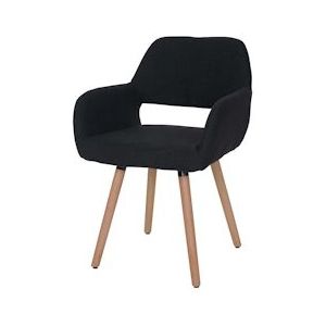 Mendler Eetkamerstoel HWC-A50 II, stoel keukenstoel, retro jaren 50 design ~ textiel, zwart-grijs, lichte poten - zwart Massief hout 48440