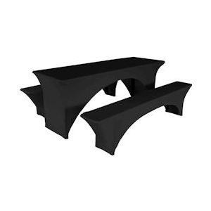 Oviala Business STRETCH elastische hoes voor opvouwbare houten tafel en banken - Oviala - zwart Polyester 102029