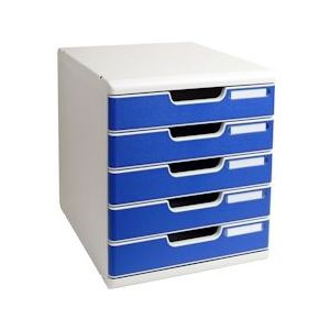 Exacompta 301003D 1x MODULO modulaire ladenbox met 5 gesloten laden voor A4+ documenten, Office, grijs-blauw - blauw Synthetisch materiaal 301003D