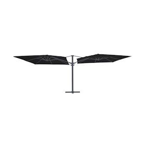 METRO Professional Gastro Dubbele Parasol, Aluminium / Polyester, 3 x 3 m, Slinger zwengelopeningssysteem, waterafstotend, antraciet / grijs - grijs Multi-materiaal 4337255697591