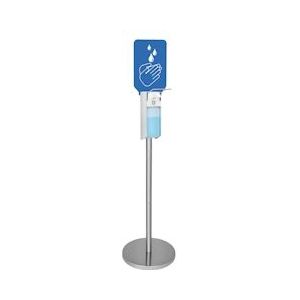 METRO Professional Desinfecterende dispenser, roestvrij staal, 36 x 36 x 144 cm, 950 ml, vrijstaand, wit / zilver - meerkleurig Multi-materiaal 347676