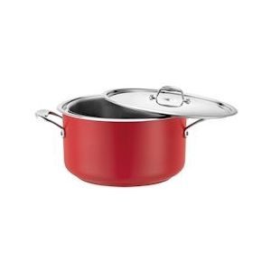 Bain Marie pan rood | Compleet met binnen pan en deksel | 3,10 liter | Ø20x10(h)cm - EMG-720983