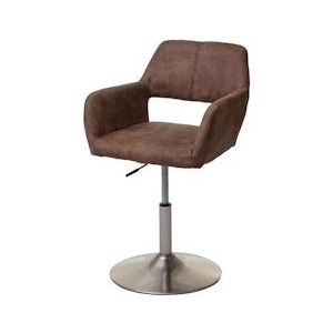 Mendler Eetkamerstoel HWC-A50 III, stoel keukenstoel, retro jaren 50, stof/textiel ~ vintage bruin, geborsteld onderstel - bruin Textiel 63967
