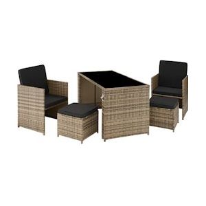 tectake Wicker zitgroep Palermo 2+2+1 - natuur - 403563 - beige 403563