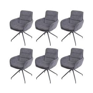 Mendler Set van 6 eetkamerstoelen HWC-K32, keukenstoel fauteuil stoel, draaibare autostand, stof/textiel ~ Cord grijs - grijs 6x89724