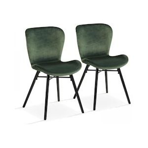 Oviala Business Set van 2 donkergroene fluwelen stoelen - groen 108861