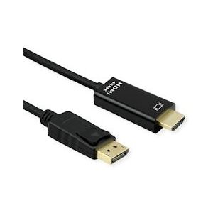 ROLINE DisplayPort Kabel DP - UHDTV, Dun, M/M, zwart, 1 m - zwart 11.04.5995