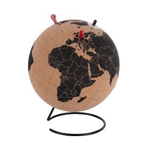PT' Present Time Ornament World Globe Large - Zwart - Ø20cm - zwart Kurk 8714302734496