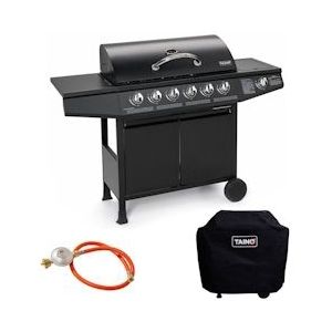 TAINO BASIC 6+1 pits gasbarbecue afdekhoes set regelaar BBQ grill accessoires zwart - zwart Staal 96422
