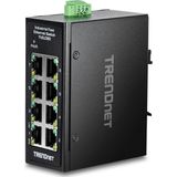 Trendnet - TI-ELC80 - Ethernet Minischakelaar - Zwart - 8 Poorten, IP30, -40°C tot 75°C