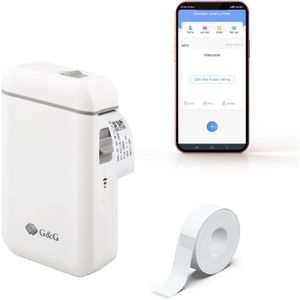 G&G GG-D110 Bluetooth Mini labelprinter voor Android & Apple -thermisch printen - Draagbaar - Inktloos - wit GG-D110