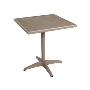 Mendler Tuintafel HWC-J95, balkontafel bistrotafel, gastronomie outdoor coating aluminium hout look ~ champagne, grijs - grijs Metaal 84864