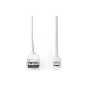 Nedis Mini DisplayPort-Kabel - DisplayPort 1.4 - Mini-DisplayPort Male - DisplayPort Male - 48 Gbps - Vernikkeld - 2.00 m - Rond - PVC - Wit - Blister - 5412810322206