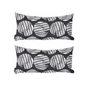 Oviala Business Set van 2 kleine zwarte polyester kussens, 40 x 20 x 8 cm - zwart 106165