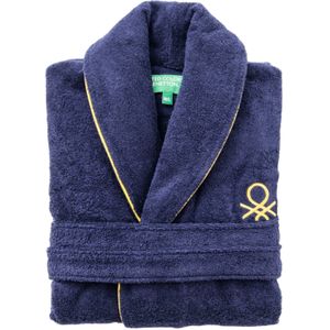 Benetton - Badjas M/L 420 GSM 100% katoen met geborduurd logo marineblauw - M/L blauw BE567