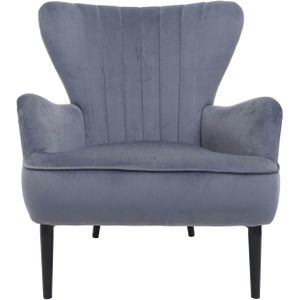 Mendler Lounge fauteuil HWC-K37, cocktail fauteuil gestoffeerde fauteuil, fluweel ~ grijs - grijs Textiel 89737