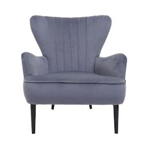 Mendler Lounge fauteuil HWC-K37, cocktail fauteuil gestoffeerde fauteuil, fluweel ~ grijs - grijs Textiel 89737