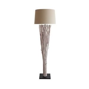 SalesFever Vloerlamp Driftwood 175cm | Kap Linnen | Frame Driftwood & Metalen Buis | Voet Hevea Wood | B30 x D30 x H175cm | zwart-naturel-wit gewassen - Multi-materiaal 368817