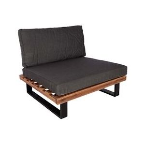 Mendler Loungestoel HWC-H54, tuinstoel, gesponnen polyaciahout MVG-gecertificeerd aluminium ~ bruin, bekleding donkergrijs - grijs Hout 98526+101474