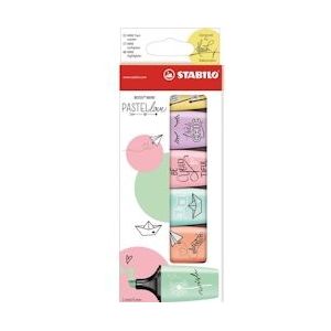 STABILO BOSS MINI Pastellove markeerstift, doosje van 6 stuks in geassorteerde pastelkleuren - 07/06-29