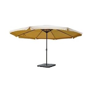 Mendler Parasol Meran Pro, horeca marktparasol met vallijn Ø 5m polyester/aluminium 28kg ~ crème met standaard - beige Textiel 34344+31831