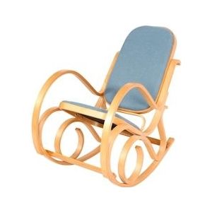 Mendler Schommelstoel M41, schommelstoel TV-fauteuil, massief hout ~ eiken look, stof/textiel blauw - blauw Massief hout 75342